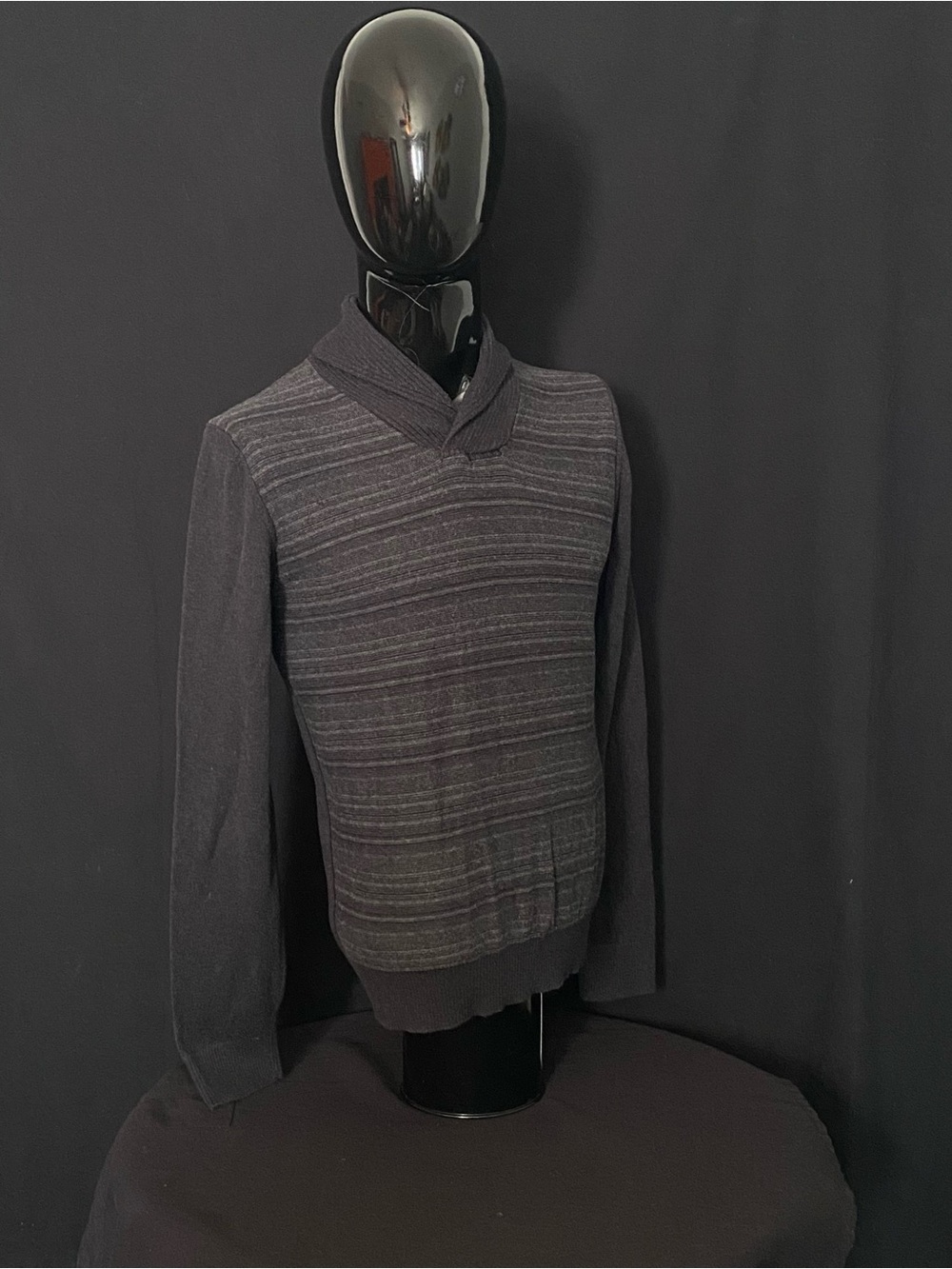Marc Anthony Men's V-Neck Stripe Sweater - Black/Charcoal